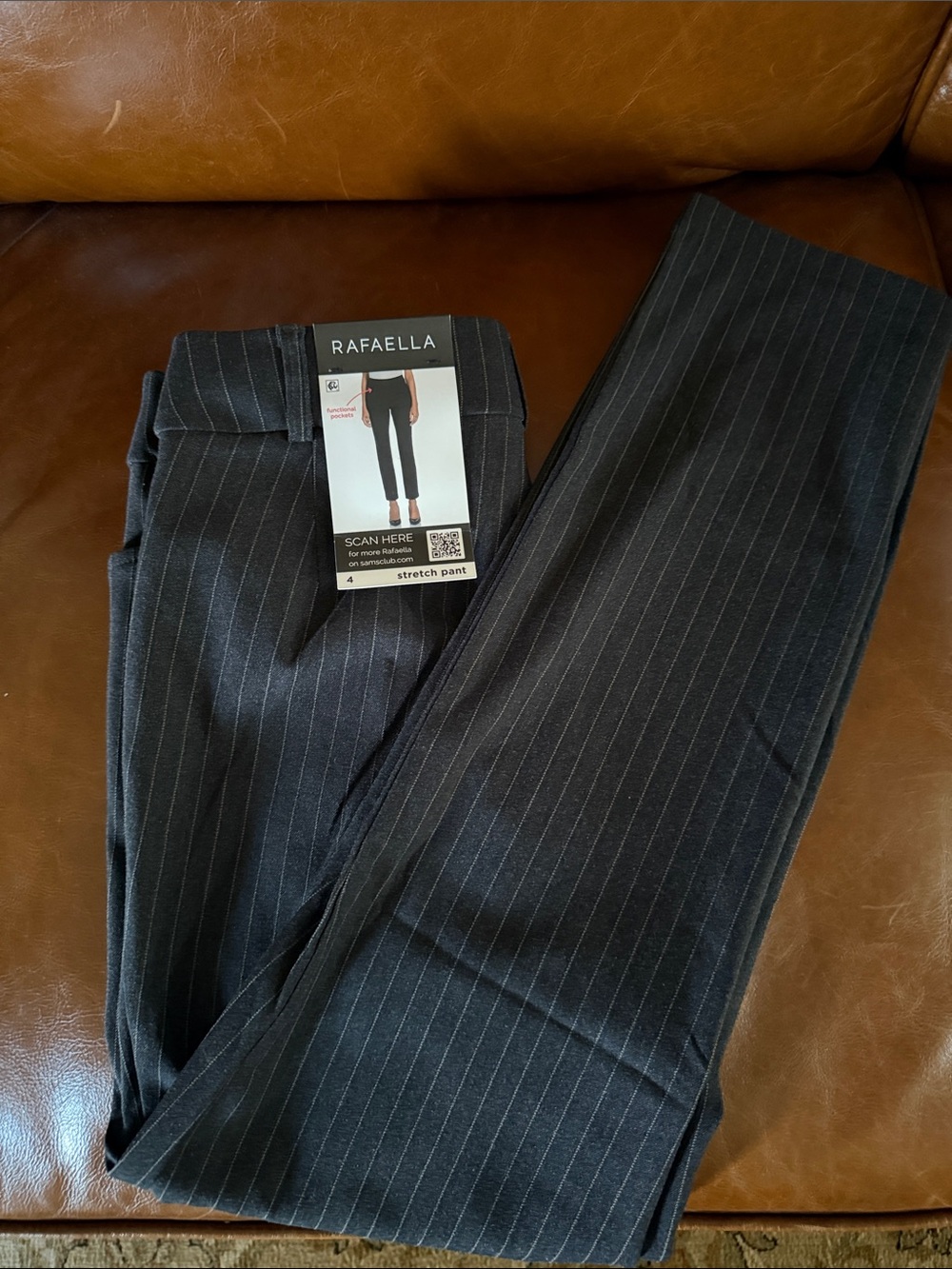 NWT Rafaella Black Charcoal Pinstripe Dress Pants